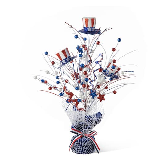 Glitzhome® 20" Patriotic Americana Top Hat Table Tree